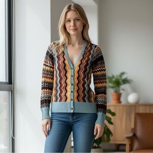 Missoni by Target 20th Anniversary Multicolored V-Neck Long Sleeve Cardigan XS